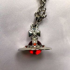 Mini Red Saturn Orb Necklace